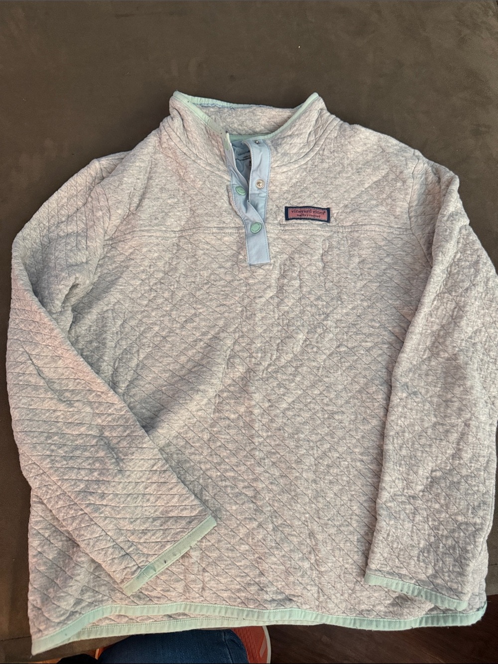 Light Blue Quilted Girls Pullover Sweater